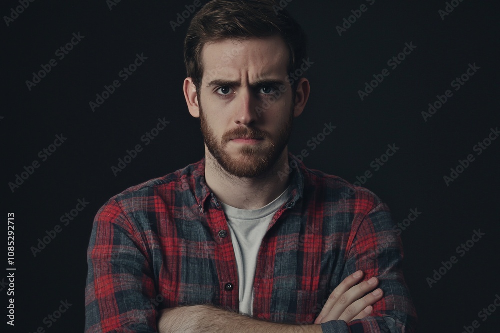 Intense Portrait of a Man with a Serious Expression Against a Dark Background Intense Portrait of a Man with a Serious Expression Against a Dark Background