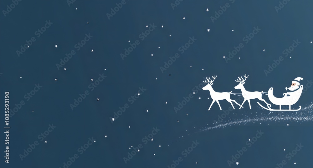 Fototapeta premium Santa Claus Rides His Sleigh Across The Night Sky