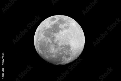 The waxing gibbous Moon phase, taken with amateur telescope. photo