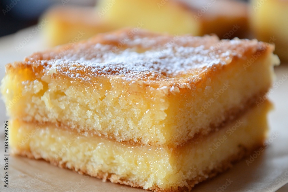 Deliciously Soft and Sweet Lemon Bars with a Dusting of Powdered Sugar Deliciously Soft and Sweet Lemon Bars with a Dusting of Powdered Sugar