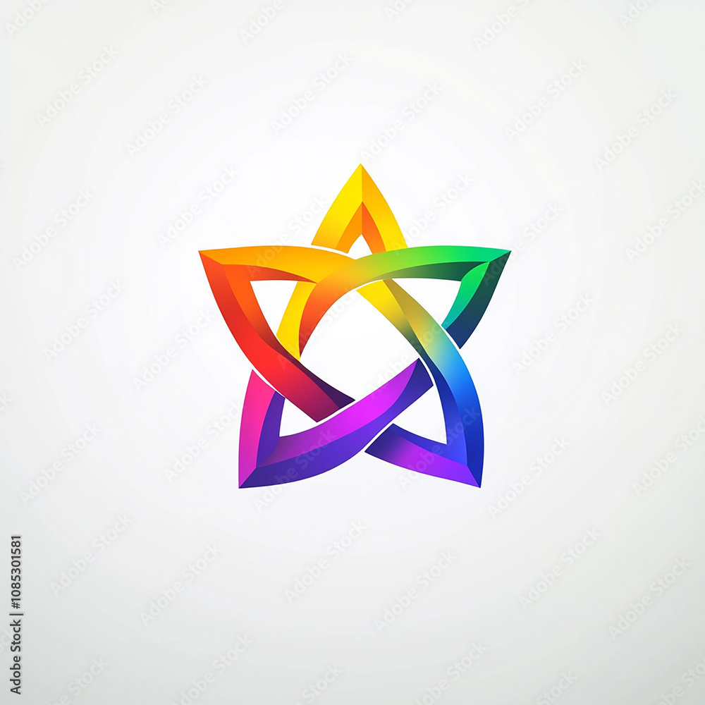 Abstract colorful star on a plain white background made with generative AI Abstract colorful star on a plain white background made with generative AI