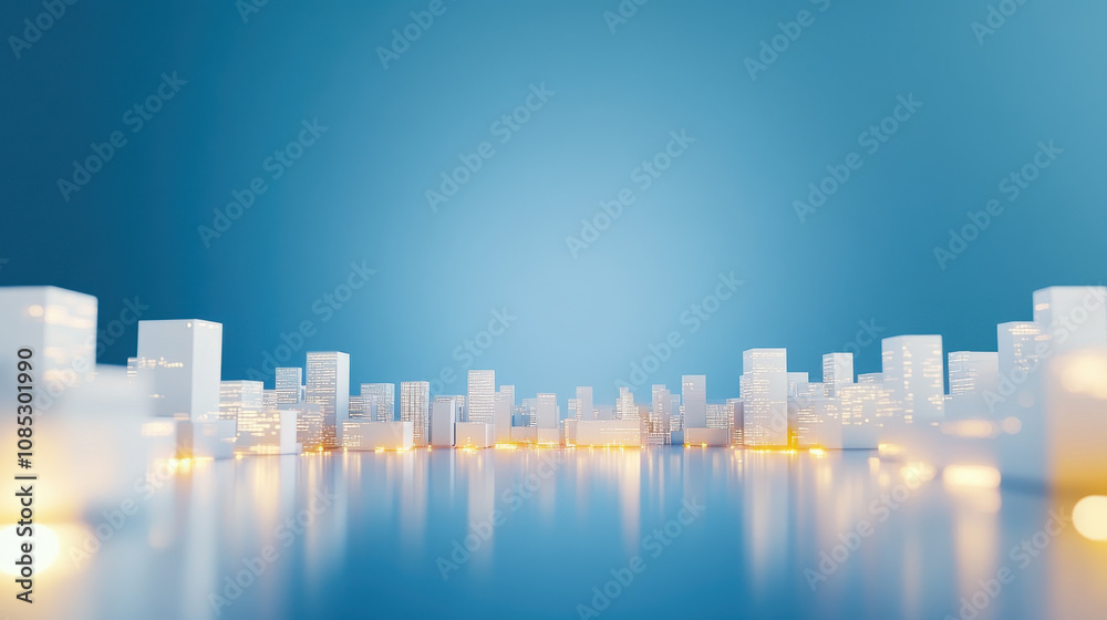 Symmetrical Futuristic City Nightscape Symmetrical Futuristic City Nightscape