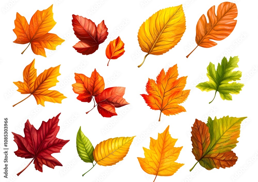 Obraz premium Autumn Leaves Collection Colorful Fall Foliage Display