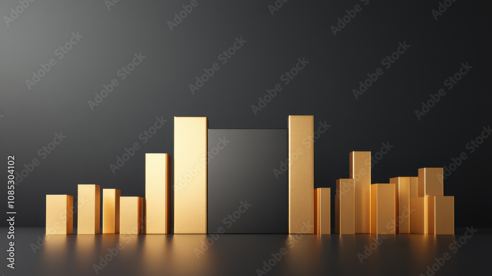 Minimalist Sculptural Golden Building Model Minimalist Sculptural Golden Building Model