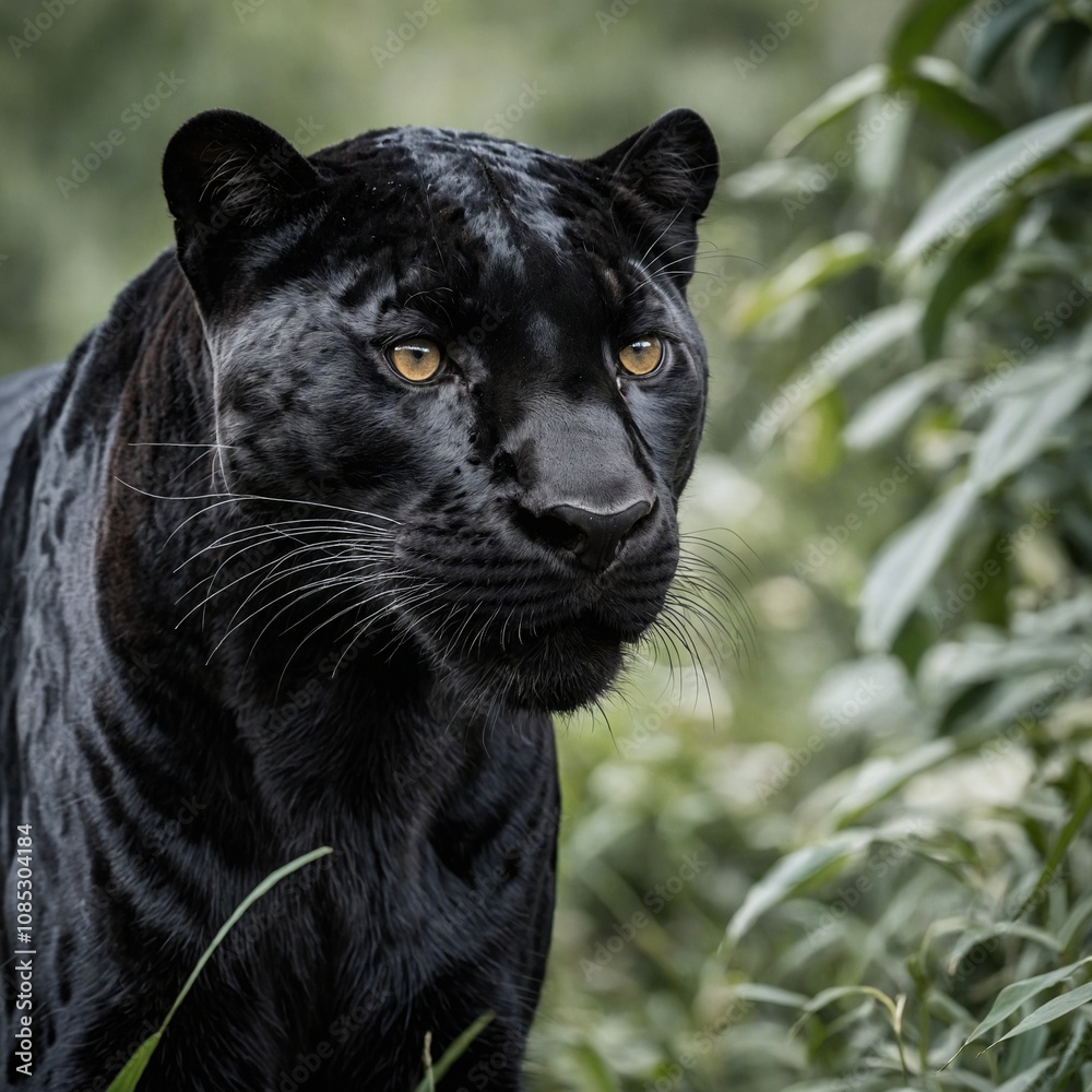 A sleek black panther prowling on a white background.
A sleek black panther prowling on a white background.