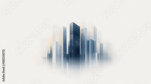 Modern City Skyline in the Mist