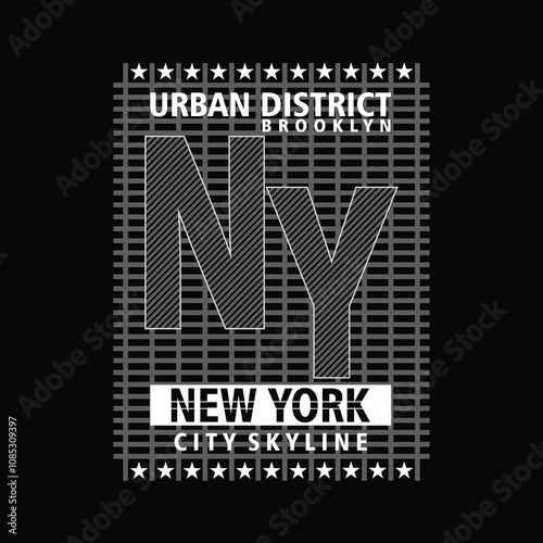 district new york slogan, graphic tee typography design, trendy t shirt print, illustration vector art, letter style	