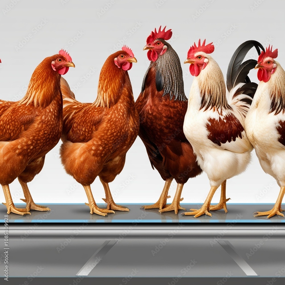 Fototapeta premium rooster and hens