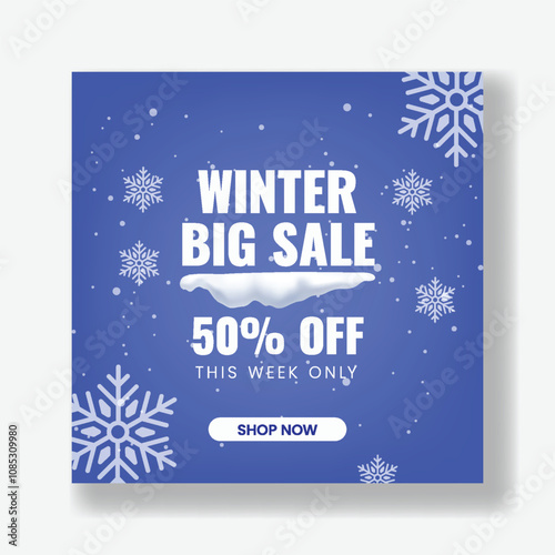 Modern social media post, banner, ad template for
winter and Christmas sale promotion, new year, Christmas festival celebration party banner, ad. winter and Christmas snow background design