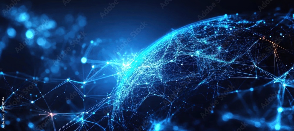 Futuristic Digital Network Connection Representing Global Communication and Data Exchange in an Abstract High-Tech Artwork with Vibrant Blue and Orange Lights Futuristic Digital Network Connection Representing Global Communication and Data Exchange in an Abstract High-Tech Artwork with Vibrant Blue and Orange Lights