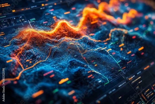  Detailed topographic data layers, population density and infrastructure networks. Generative AI