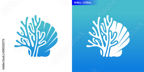 Coral shell logo. Undersea life. Icon symbol design template EPS 10