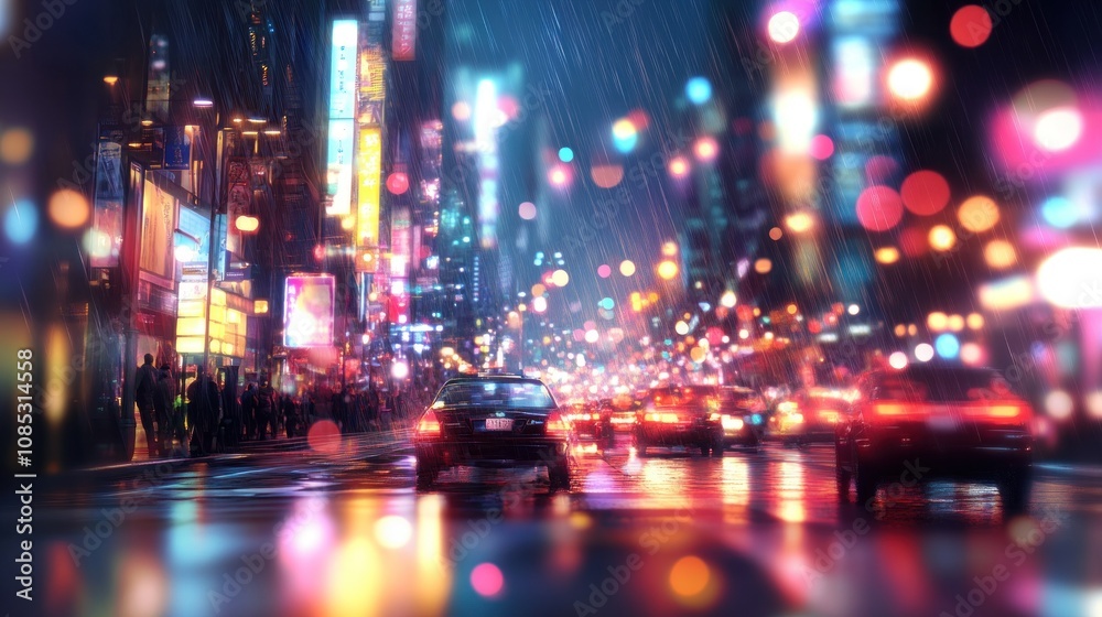 Cityscape at Night in the Rain Cityscape at Night in the Rain
