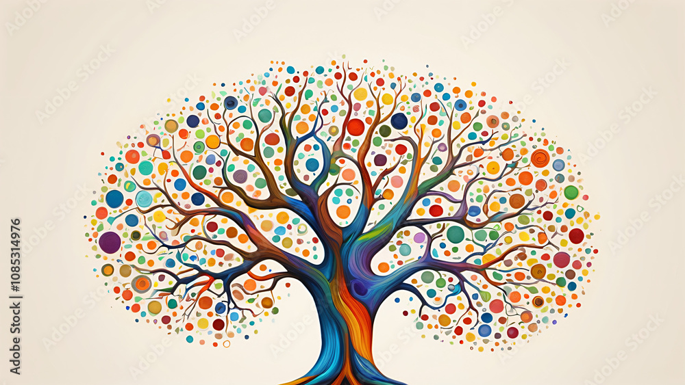 Fototapeta premium colorful tree with many circles
