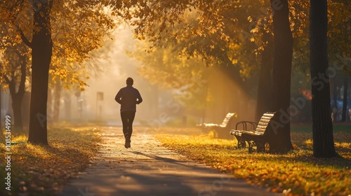 Morning Jog Through Autumnal Park