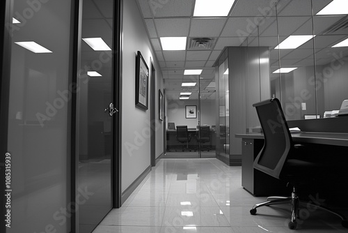 Wallpaper Mural Modern Office Interior: A Glimpse of Professional Elegance in Monochrome Torontodigital.ca