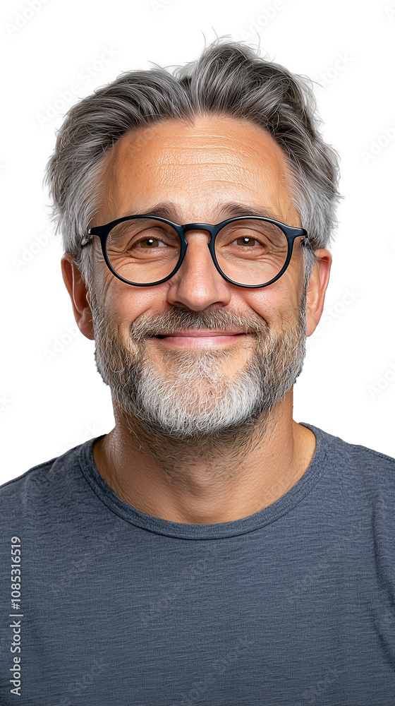Smiling man with glasses and beard on transparent background Smiling man with glasses and beard on transparent background
