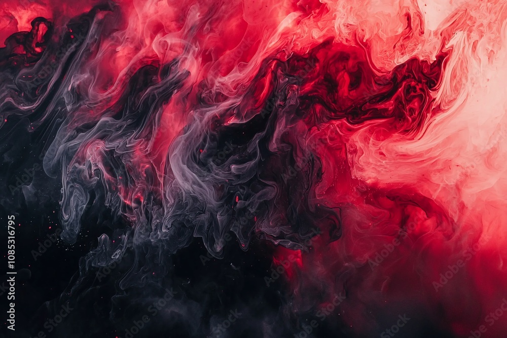 Fototapeta premium Dynamic Red and Black Abstract Swirls in Motion