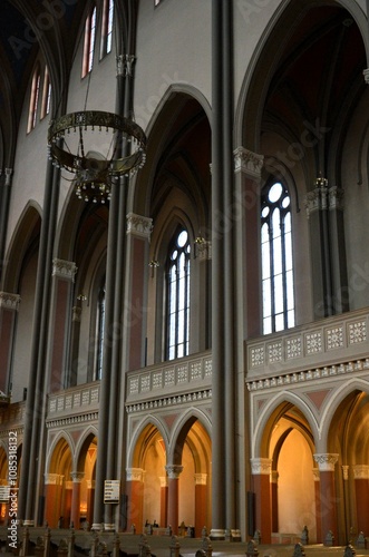 inside the famous Markt Kirche in Wiesbaden, a brick building in neo-Gothic style