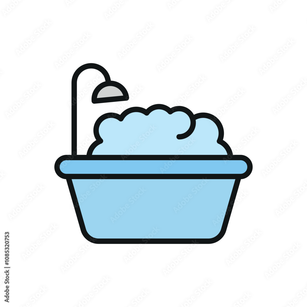 Bathtub vector icon for bathroom and shower in modern or simple style concept templates Bathtub vector icon for bathroom and shower in modern or simple style concept templates