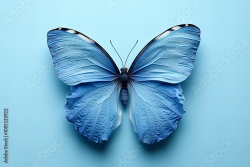 Blue butterfly on blue background for world thyroid day awareness campaign