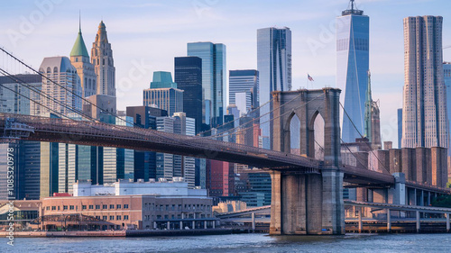 Iconic Brooklyn Bridge  Manhattan Skyline  Cityscape  Urban Architecture  Downtown New Yor