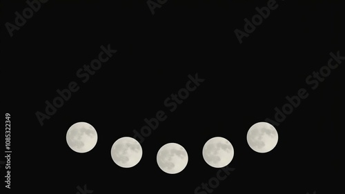 Illustration of moon phases in a minimalist style against a dark background, gibbous, waning