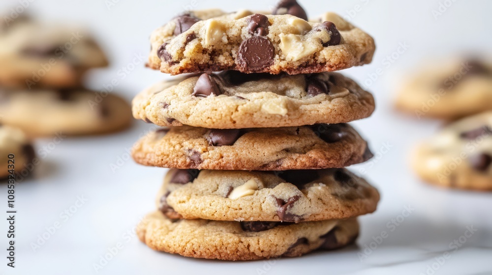 Stack of Delicious Chocolate Chip Cookies 