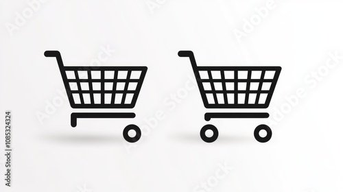 Two Shopping Carts Icon on White Background