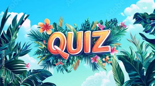 Tropical Quiz Show: A vibrant, tropical-themed quiz show banner with the word 