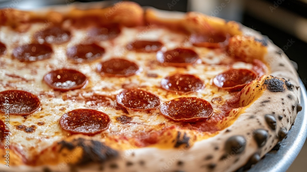 Pepperoni Pizza with Charred Crust Pepperoni Pizza with Charred Crust