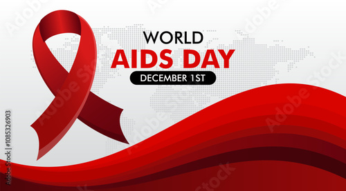 Background to World AIDS Day December 1. World AIDS Day Awareness Campaign. With world map silhouette. Social media world aids day background