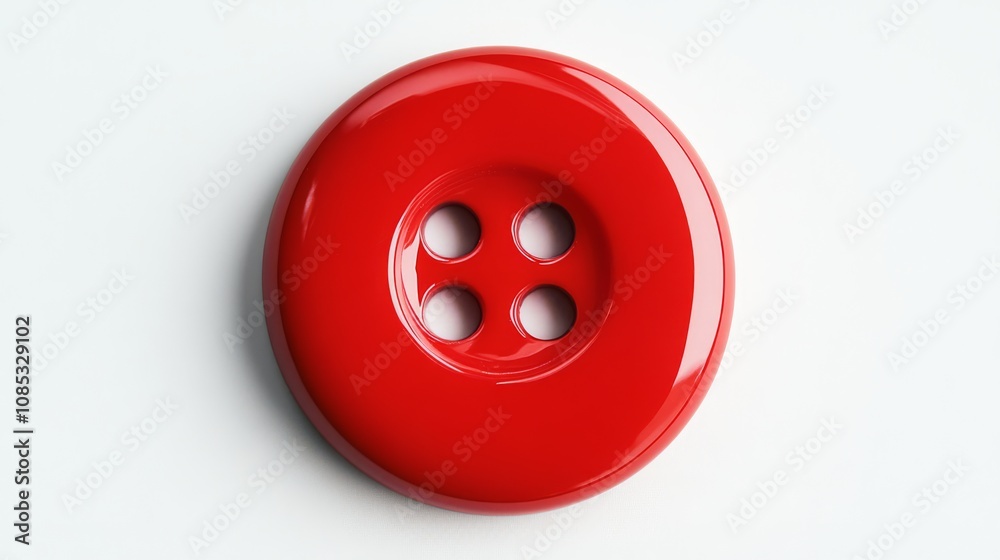 Red Round Button: A single, vibrant red button with four holes against a clean background. Perfect for crafting, sewing, or design projects. Red Round Button: A single, vibrant red button with four holes against a clean background. Perfect for crafting, sewing, or design projects.