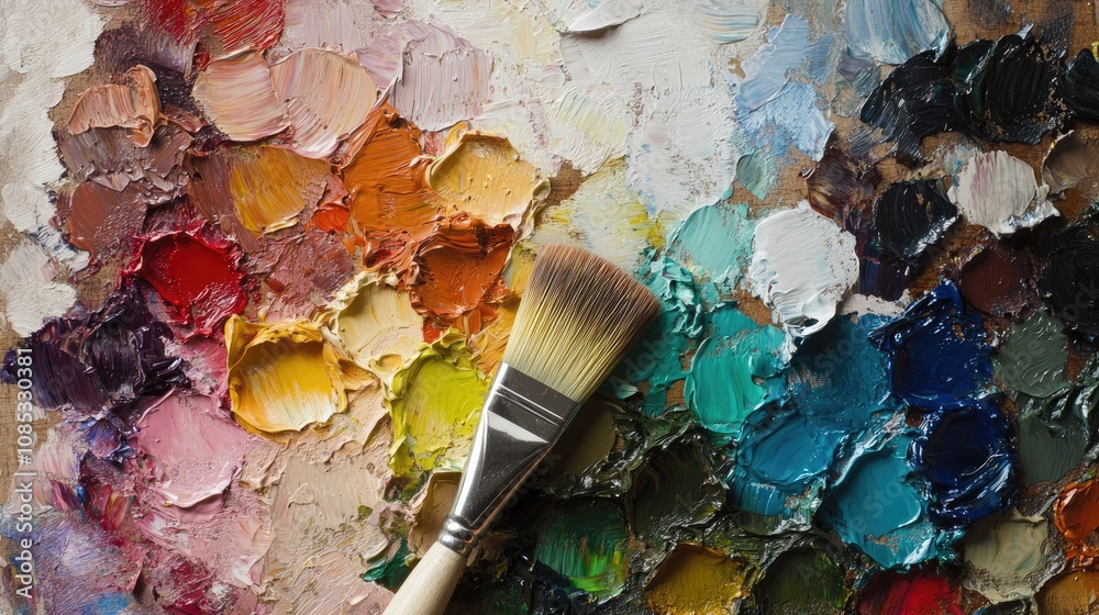 Fototapeta premium Artist's Palette with Paintbrush