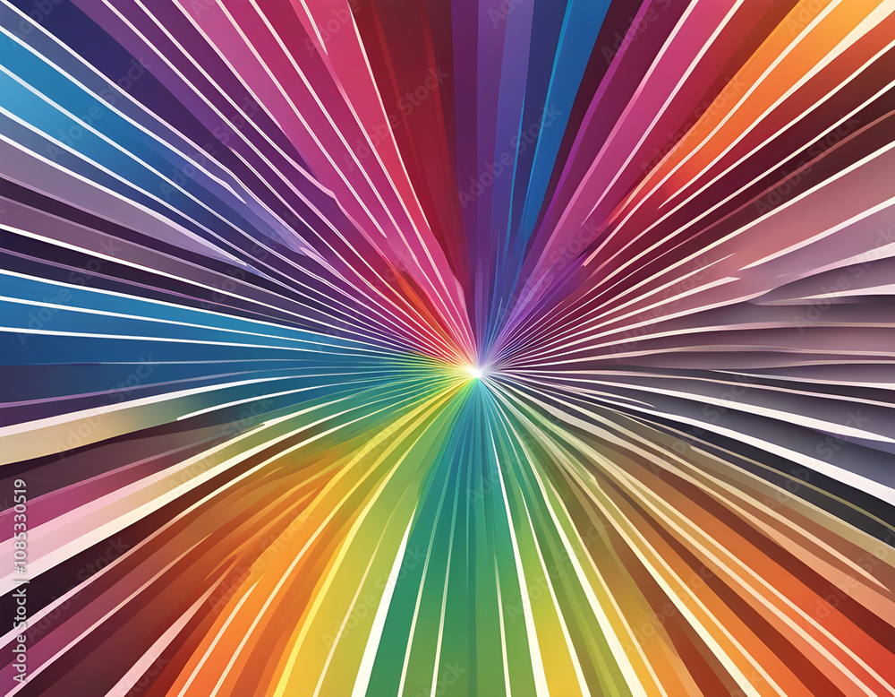 A beautiful radiating rainbow colored light background A beautiful radiating rainbow colored light background