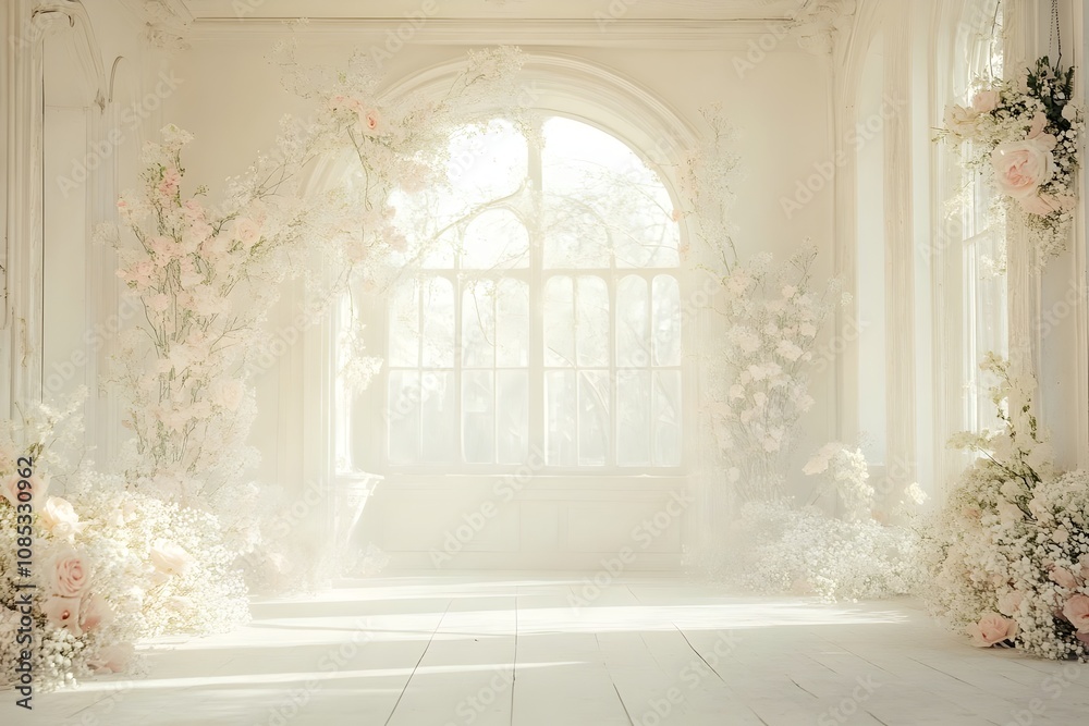 window with flowers in a church generative AI window with flowers in a church generative AI