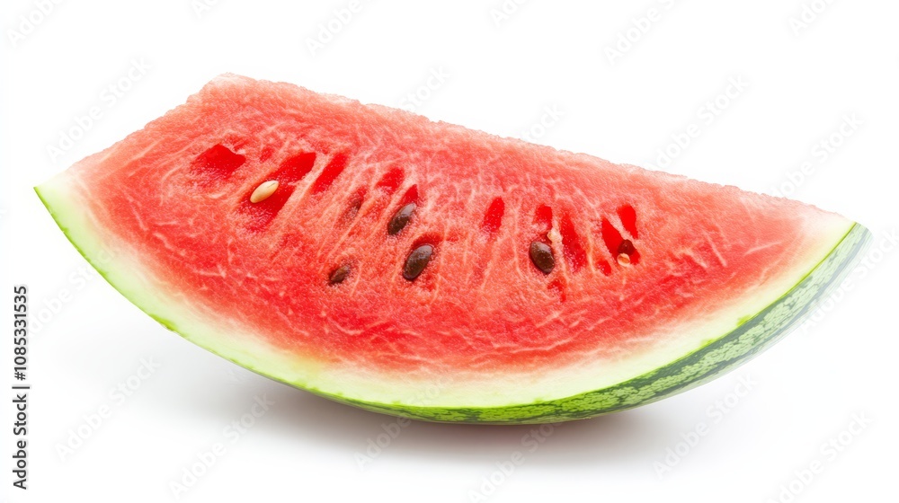 Watermelon Slice: A vibrant slice of watermelon, perfectly ripe and ready to enjoy. Its juicy red flesh and black seeds are a refreshing sight. Watermelon Slice: A vibrant slice of watermelon, perfectly ripe and ready to enjoy. Its juicy red flesh and black seeds are a refreshing sight.