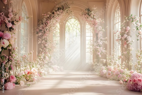 window with flowers in a church generative AI