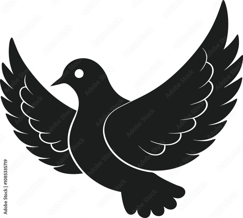 Fototapeta premium Flying Dove Silhouette Vector Illustration Symbolizing Love and Peace