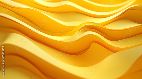 3D render of a yellow abstract background wave, Abstract background 3d wave