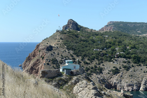 Scenic view from Mount Castron to Mount Mytilino, Crimea photo