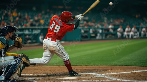 Baseball Player Swinging Bat at a Game