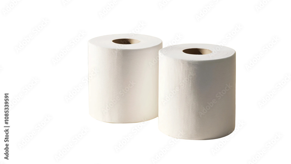 Two rolls of white toilet paper isolated on transparent background Two rolls of white toilet paper isolated on transparent background