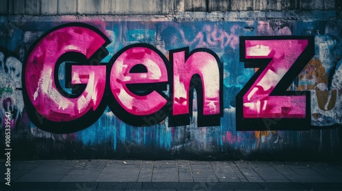 Gen Z Graffiti Art: Bold Pink and Black Graffiti on Urban Wall