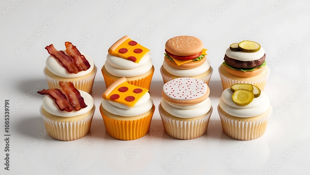 A realistic assortment of African fast food and junk food items arranged on a clean, Collection of fast food items on background. A realistic assortment of African fast food and junk food items arranged on a clean, Collection of fast food items on background.