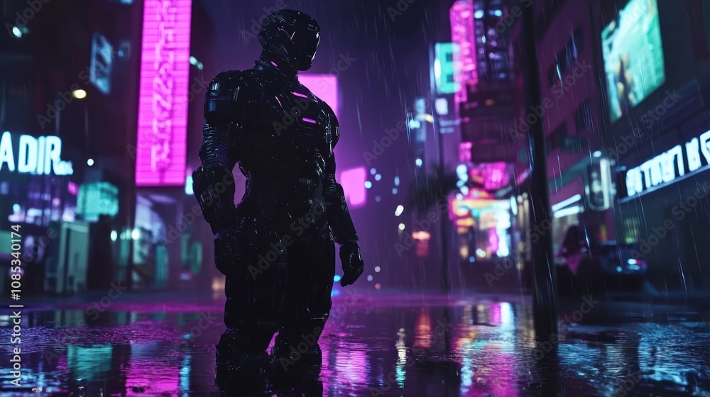 Cyberpunk Cityscape with Rain Cyberpunk Cityscape with Rain