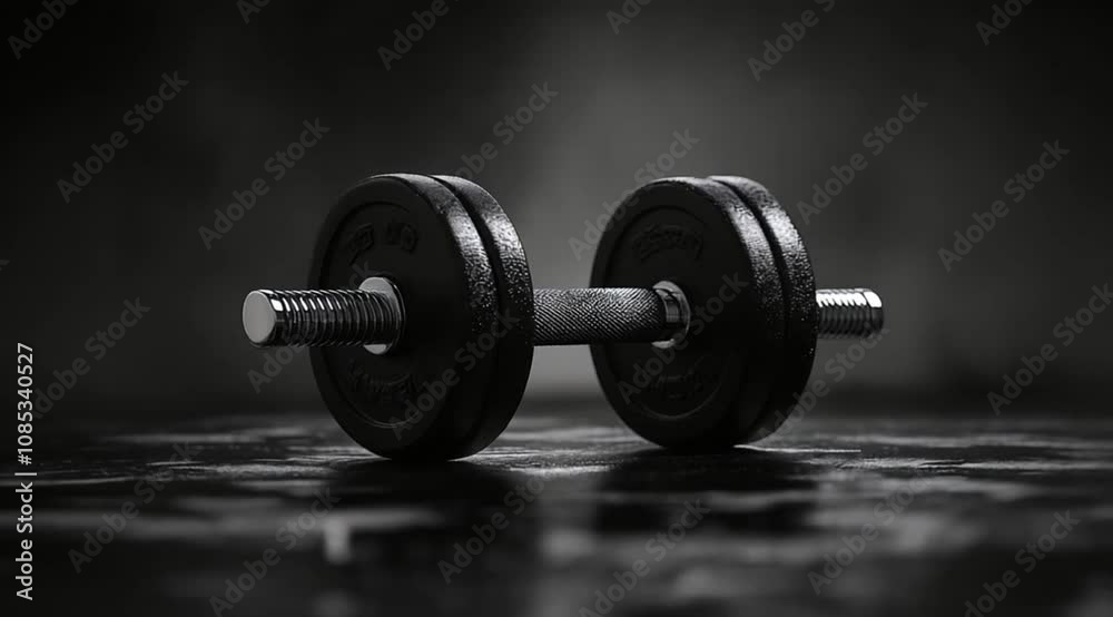 Scene of an iron dumbbell in a gym room, Slow motion camera with different angles Scene of an iron dumbbell in a gym room, Slow motion camera with different angles