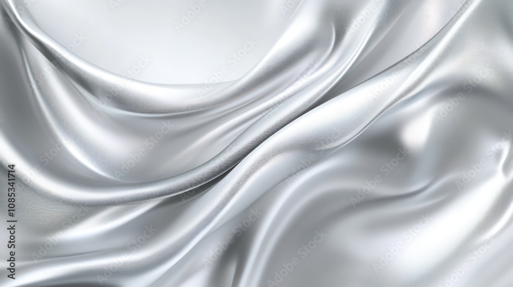 Abstract Silver Fabric Drapery with Smooth, Flowing Lines Abstract Silver Fabric Drapery with Smooth, Flowing Lines