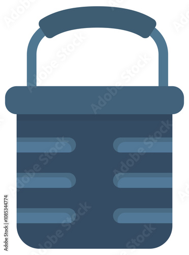 Flat vector icon of bucket isolated on white background.