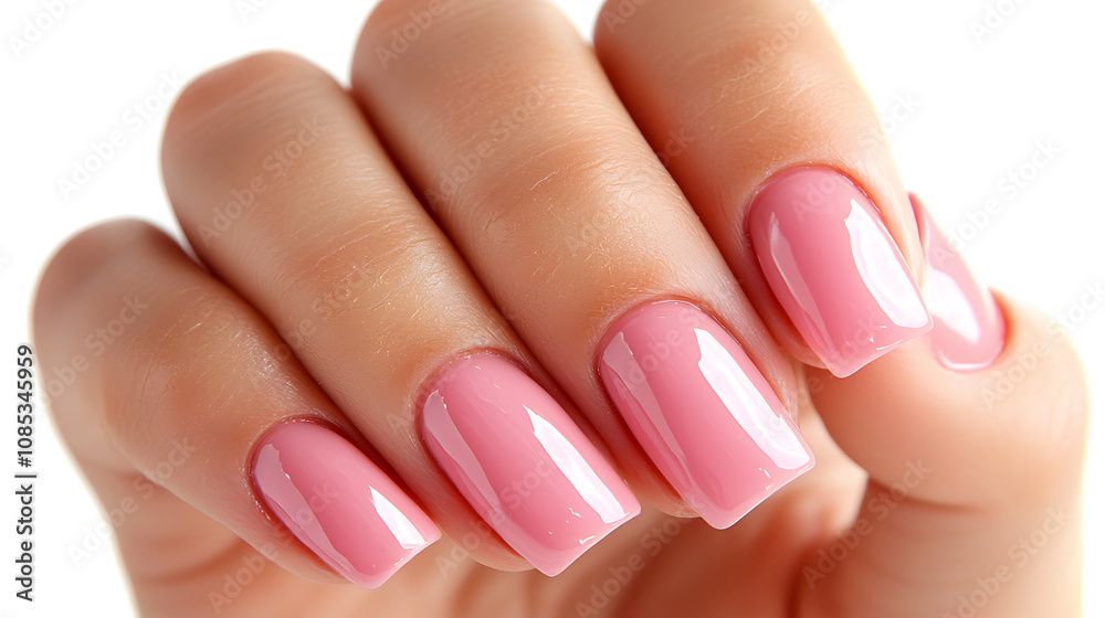 Manicured pink nails with glossy finish, showcasing elegance and style. Perfect for beauty and fashion themes Manicured pink nails with glossy finish, showcasing elegance and style. Perfect for beauty and fashion themes